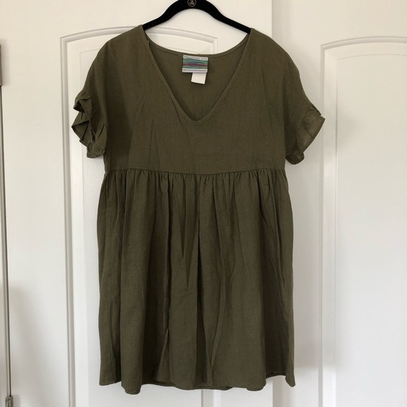 Urban Renewal Babydoll V Neck Hunter Dress XS - Picture 2 of 6